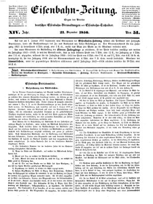 Eisenbahn-Zeitung Sonntag 21. Dezember 1856