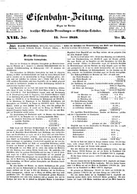 Eisenbahn-Zeitung Samstag 15. Januar 1859