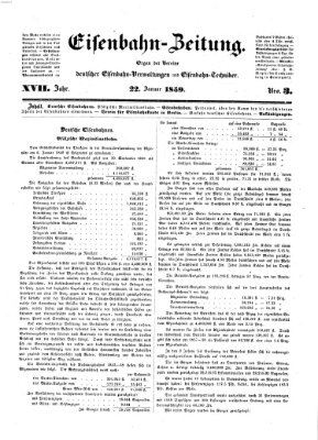 Eisenbahn-Zeitung Samstag 22. Januar 1859