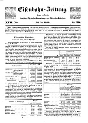 Eisenbahn-Zeitung Samstag 23. Juli 1859