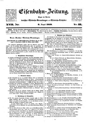 Eisenbahn-Zeitung Samstag 6. August 1859