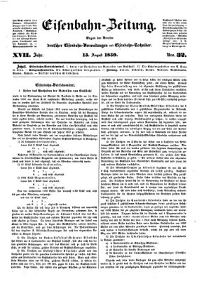 Eisenbahn-Zeitung Samstag 13. August 1859