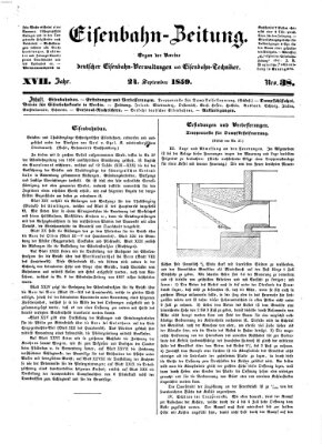 Eisenbahn-Zeitung Samstag 24. September 1859