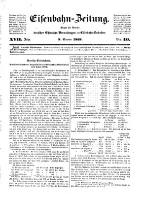 Eisenbahn-Zeitung Samstag 8. Oktober 1859