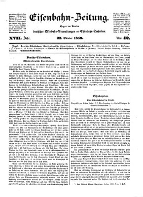 Eisenbahn-Zeitung Samstag 22. Oktober 1859