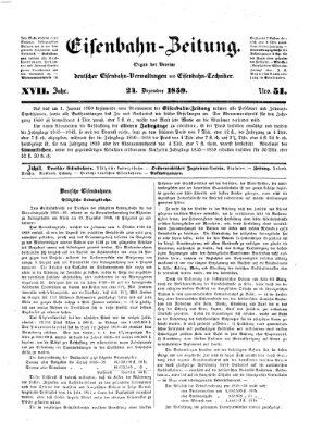 Eisenbahn-Zeitung Samstag 24. Dezember 1859