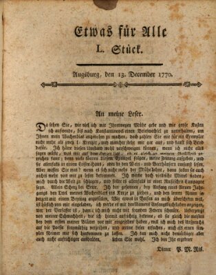 Etwas für alle oder poetisches Zeitungswochenblat Donnerstag 13. Dezember 1770