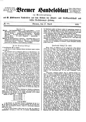 Bremer Handelsblatt Freitag 27. April 1855