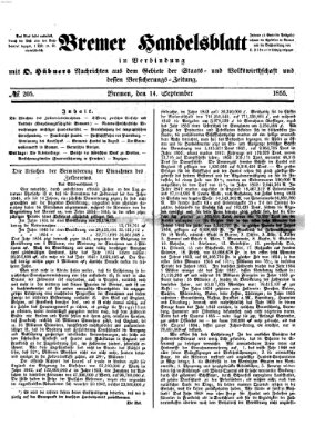 Bremer Handelsblatt Freitag 14. September 1855