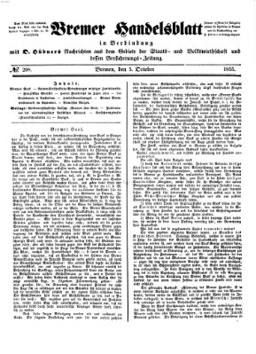 Bremer Handelsblatt Freitag 5. Oktober 1855