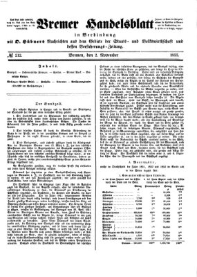 Bremer Handelsblatt Freitag 2. November 1855