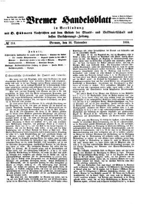 Bremer Handelsblatt Freitag 16. November 1855