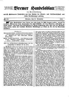 Bremer Handelsblatt Freitag 21. Dezember 1855