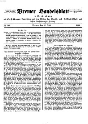 Bremer Handelsblatt Samstag 12. Juli 1856