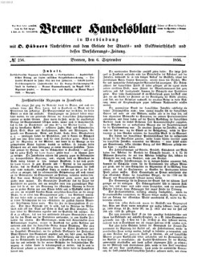 Bremer Handelsblatt Samstag 6. September 1856