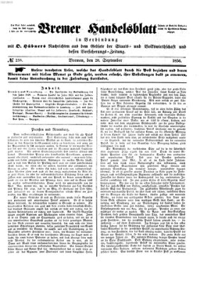 Bremer Handelsblatt Samstag 20. September 1856