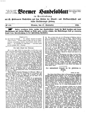 Bremer Handelsblatt Samstag 27. September 1856