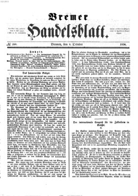 Bremer Handelsblatt Samstag 4. Oktober 1856