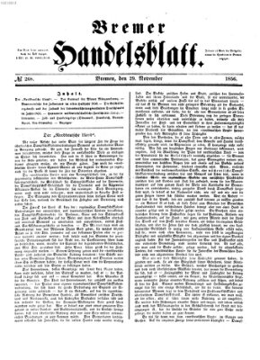 Bremer Handelsblatt Samstag 29. November 1856