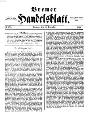 Bremer Handelsblatt Samstag 13. Dezember 1856