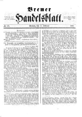 Bremer Handelsblatt Samstag 14. Februar 1857