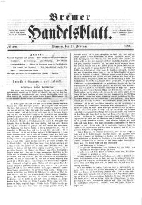 Bremer Handelsblatt Samstag 21. Februar 1857