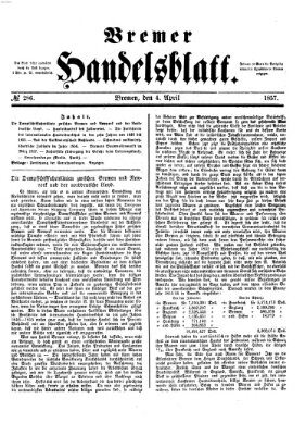 Bremer Handelsblatt Samstag 4. April 1857