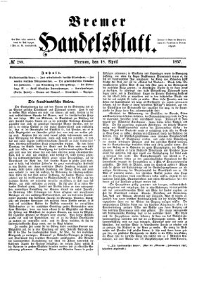 Bremer Handelsblatt Samstag 18. April 1857