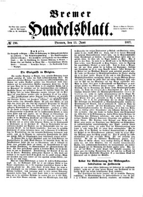 Bremer Handelsblatt Samstag 13. Juni 1857