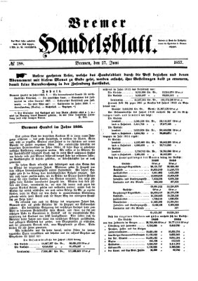 Bremer Handelsblatt Samstag 27. Juni 1857