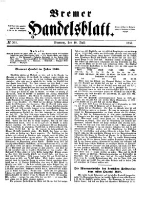 Bremer Handelsblatt Samstag 18. Juli 1857