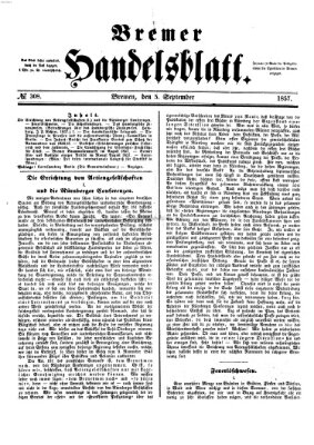 Bremer Handelsblatt Samstag 5. September 1857