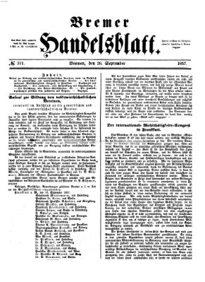 Bremer Handelsblatt Samstag 26. September 1857