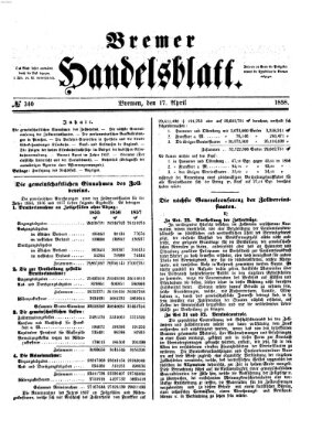 Bremer Handelsblatt Samstag 17. April 1858