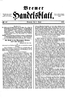 Bremer Handelsblatt Samstag 5. Juni 1858