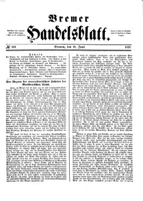 Bremer Handelsblatt Samstag 19. Juni 1858