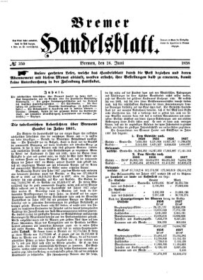 Bremer Handelsblatt Samstag 26. Juni 1858