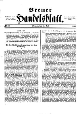 Bremer Handelsblatt Samstag 24. Juli 1858