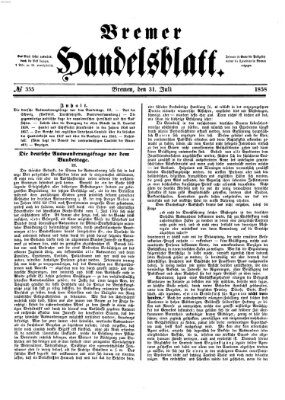 Bremer Handelsblatt Samstag 31. Juli 1858