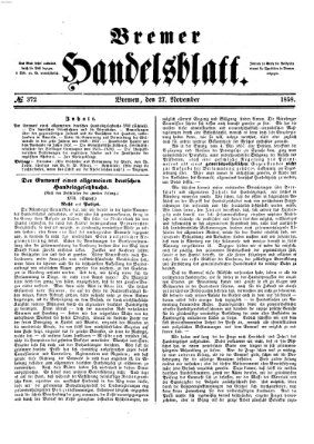 Bremer Handelsblatt Samstag 27. November 1858