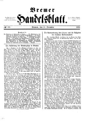 Bremer Handelsblatt Samstag 18. Dezember 1858