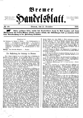 Bremer Handelsblatt Samstag 25. Dezember 1858