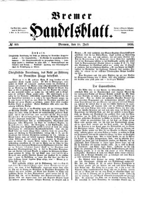 Bremer Handelsblatt Samstag 16. Juli 1859