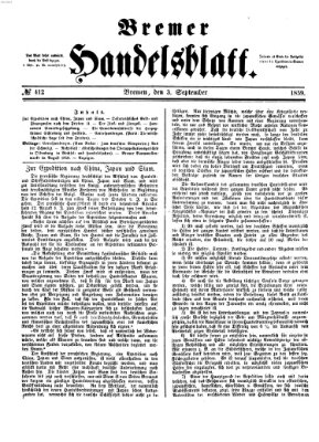 Bremer Handelsblatt Samstag 3. September 1859