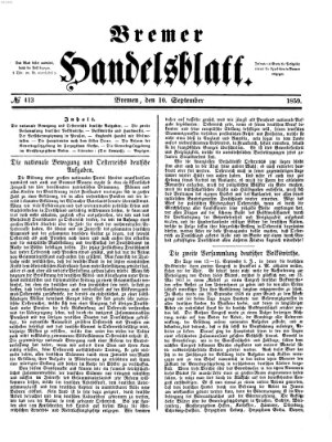 Bremer Handelsblatt Samstag 10. September 1859