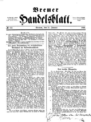 Bremer Handelsblatt Samstag 21. Januar 1860