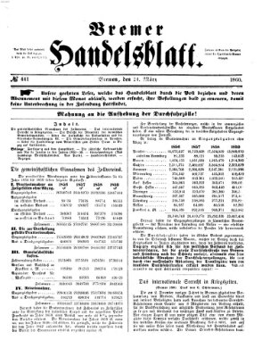 Bremer Handelsblatt Samstag 24. März 1860