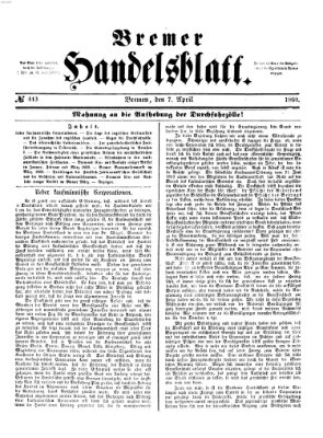 Bremer Handelsblatt Samstag 7. April 1860