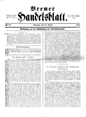 Bremer Handelsblatt Samstag 14. April 1860