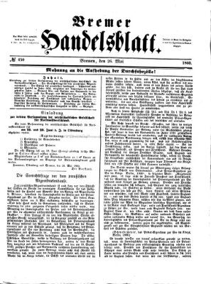 Bremer Handelsblatt Samstag 26. Mai 1860